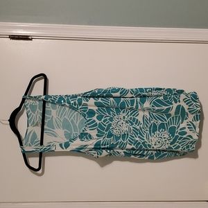 Floral teal tank top